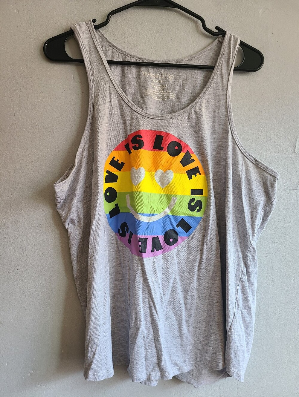 Women's XXL junior's 3X 2X gray racerback tank top shirt love is love pride